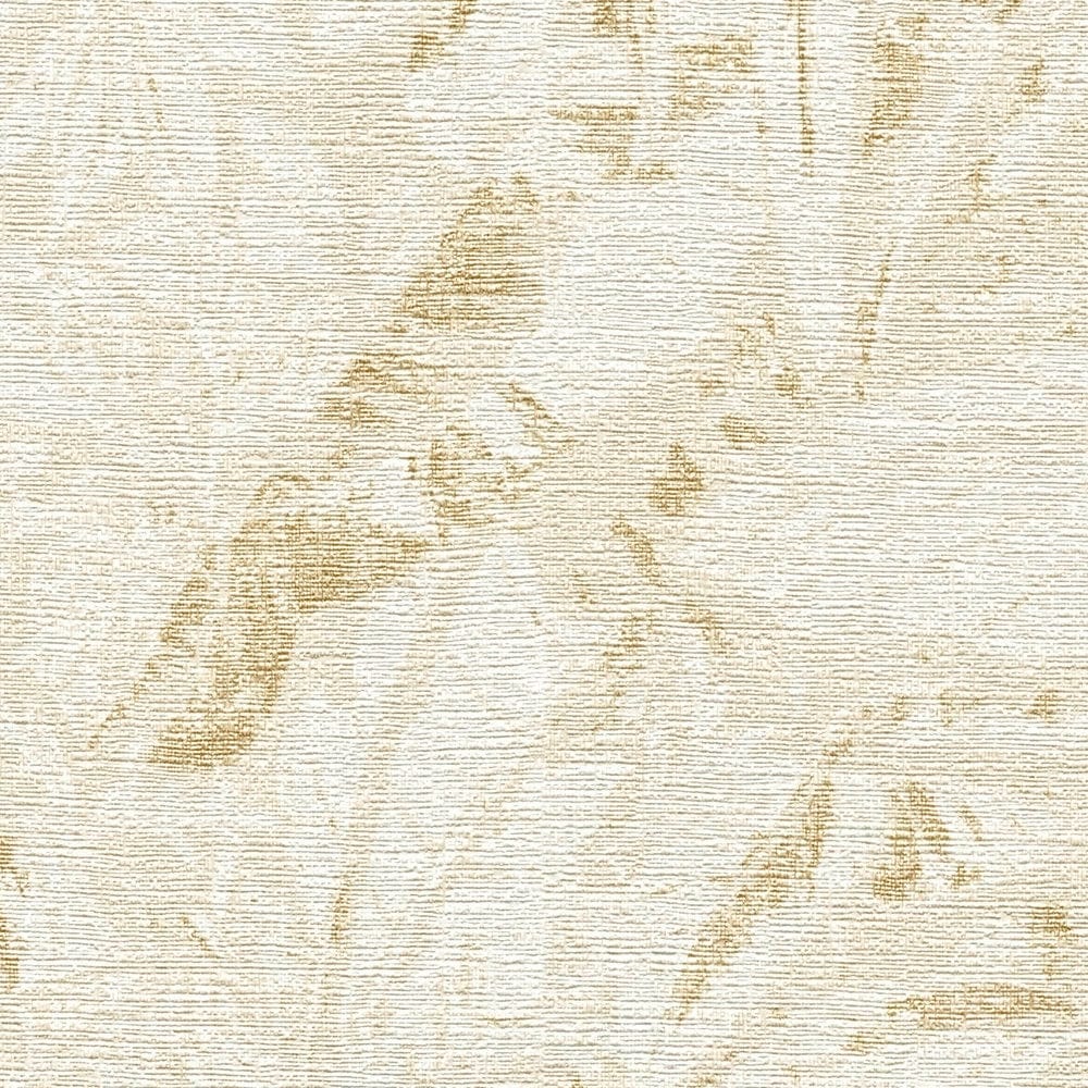 Tapetes ar džungļu lapu rakstu maigās krāsās - bēšs, zelts, 395601 AS Creation