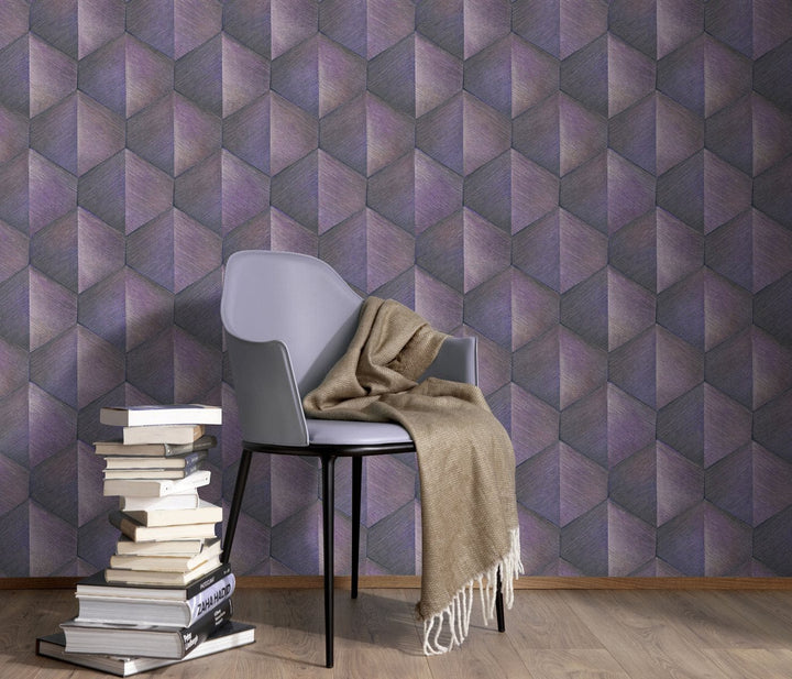 Tapetes ar grafisku 3D rakstu violetā krāsā, Erismann, 1037045 Erismann