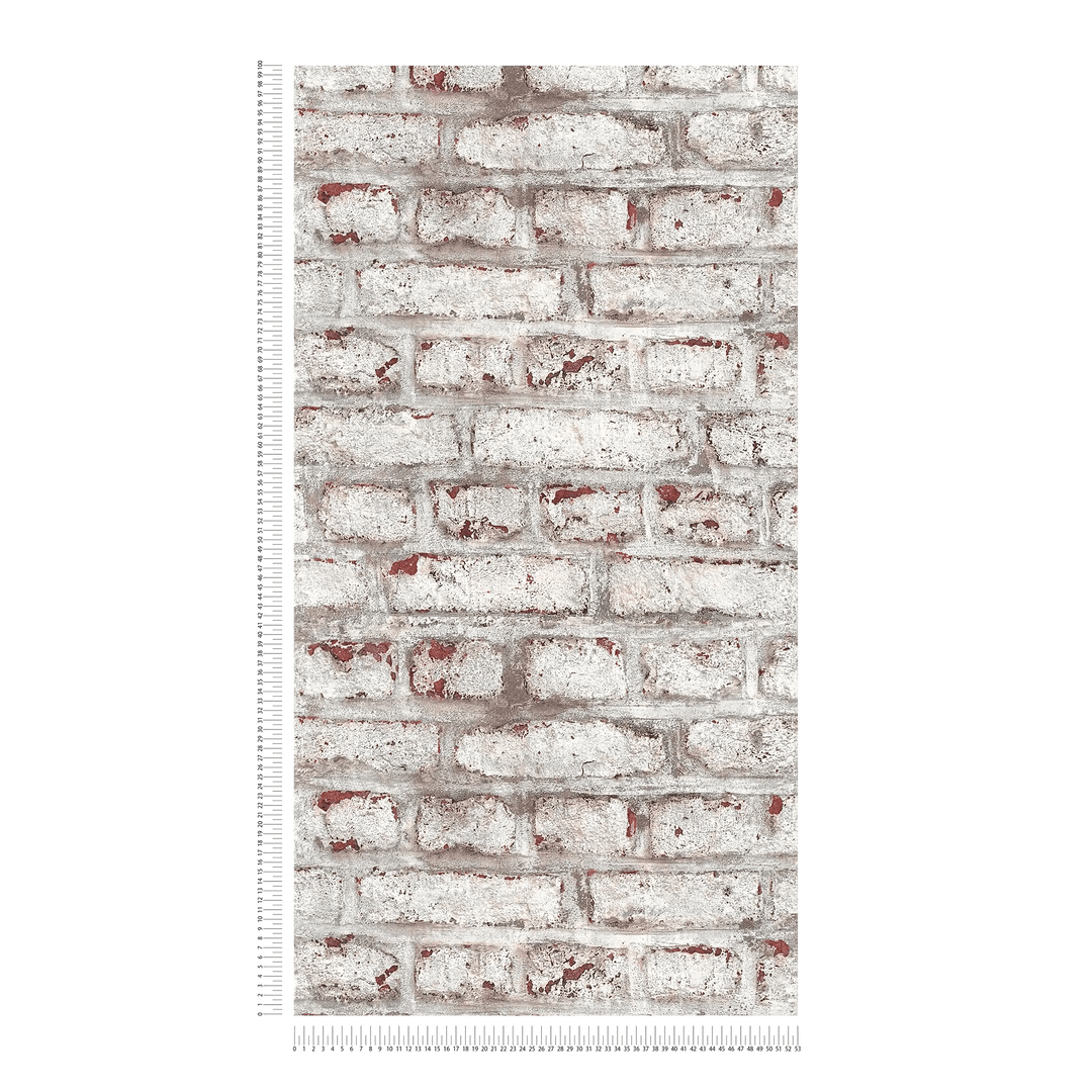 Tapetes ar ķieģeļu sienu - balta, brūna, pelēkā krāsā, 1304461 AS Creation