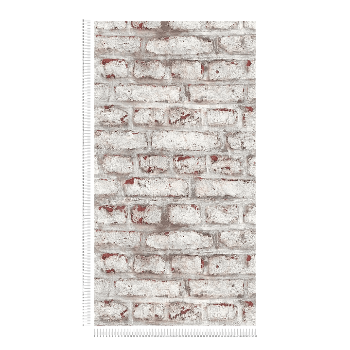 Tapetes ar ķieģeļu sienu - balta, brūna, pelēkā krāsā, 1304461 AS Creation