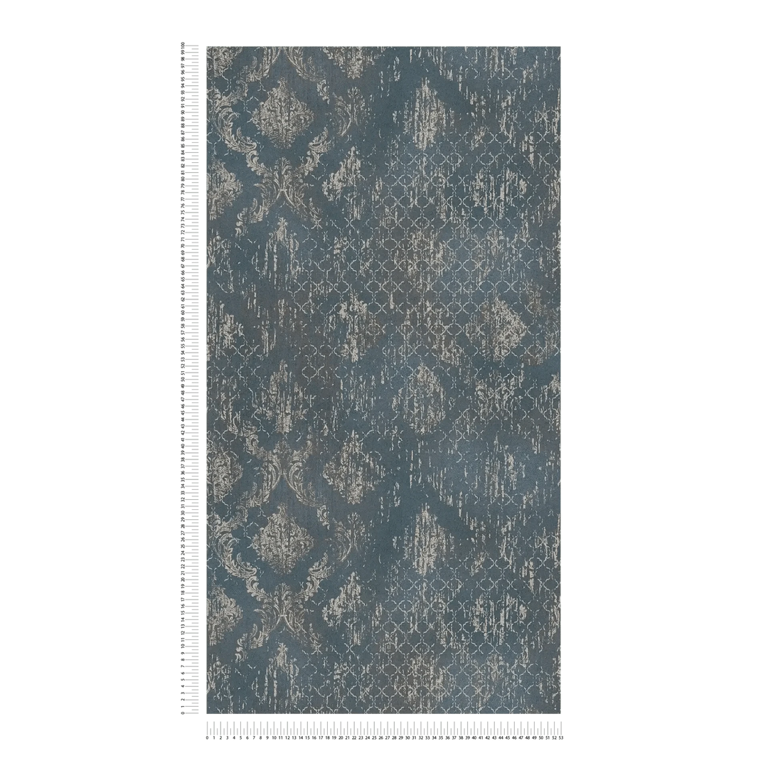 Tapetes ar ornamentu un mirdzošiem akcentiem - melnā, zeltā - 786724 AS Creation