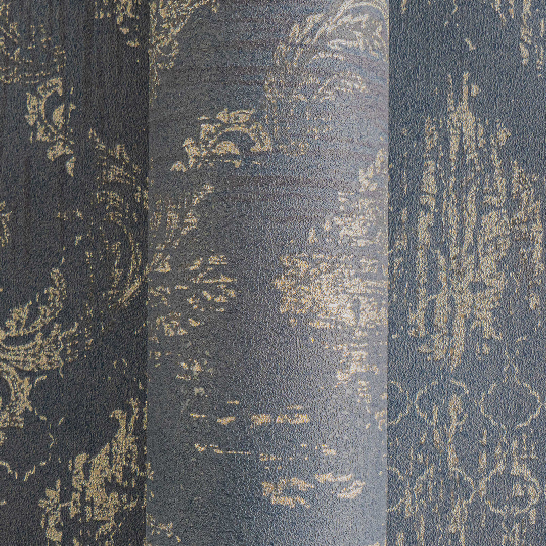 Tapetes ar ornamentu un mirdzošiem akcentiem - melnā, zeltā - 786724 AS Creation