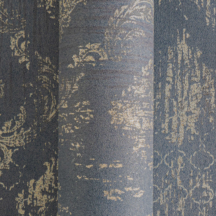 Tapetes ar ornamentu un mirdzošiem akcentiem - melnā, zeltā - 786724 AS Creation