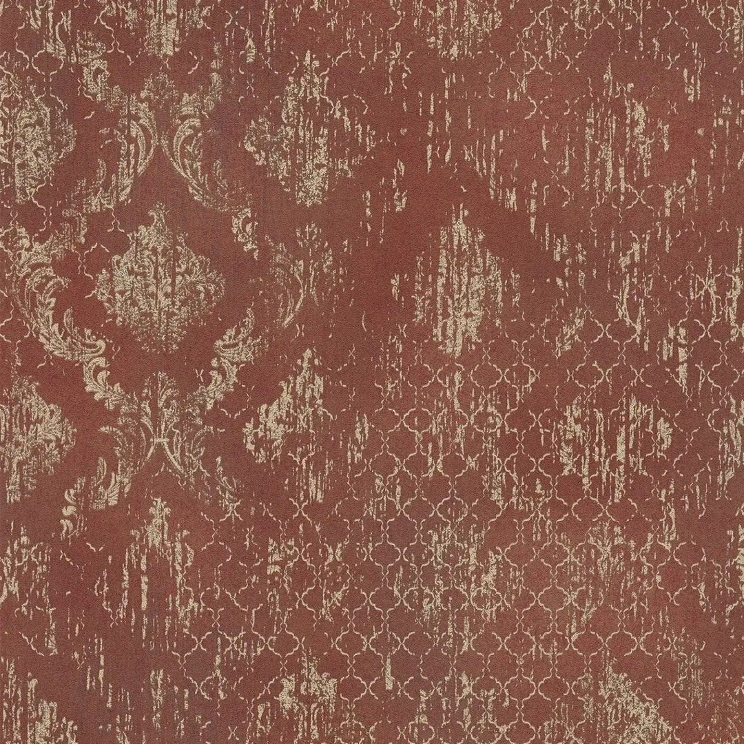 Tapetes ar ornamentu un mirdzošiem akcentiem - sarkanā, zeltā - 786723 AS Creation