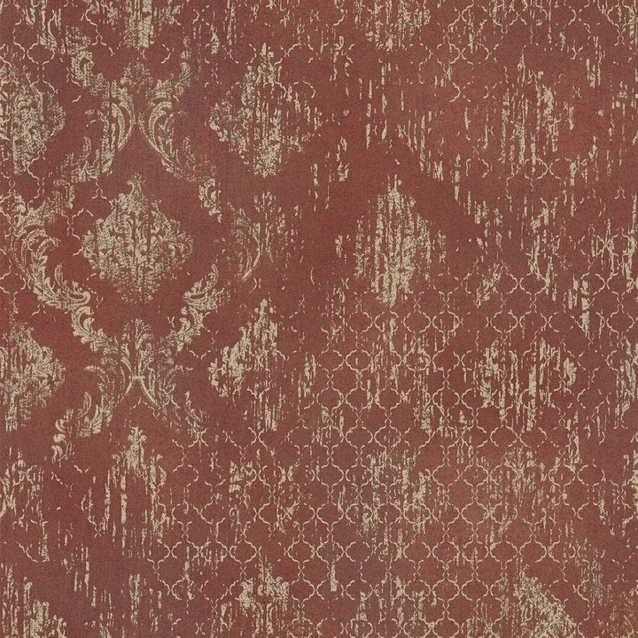 Tapetes ar ornamentu un mirdzošiem akcentiem - sarkanā, zeltā - 786723 AS Creation