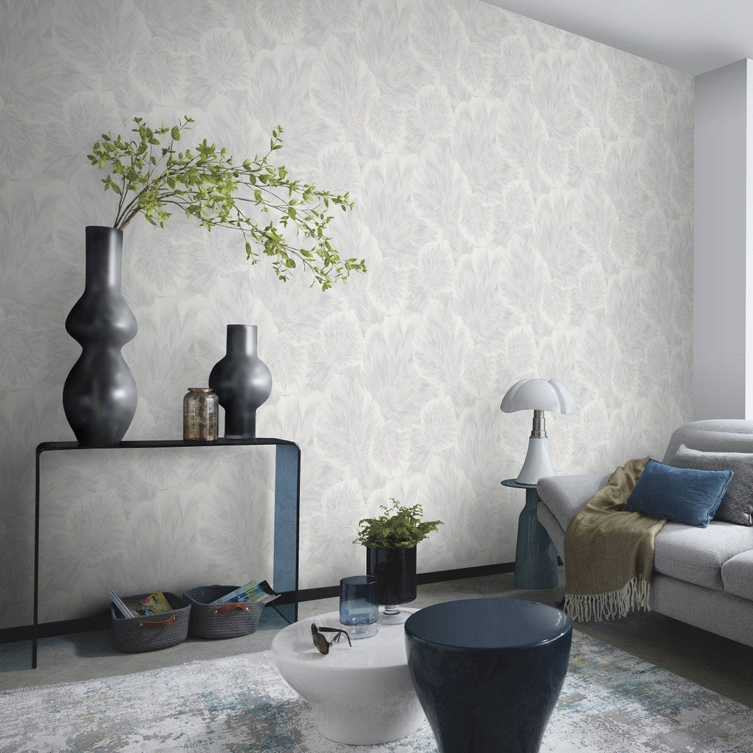 Tapetes ar lapām, balta/krēmkrāsā ar metālisku efektu Erismann