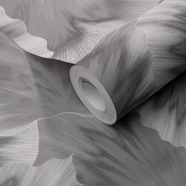 Tapetes ar lapām, pelēkā ar metālisku efektu Erismann