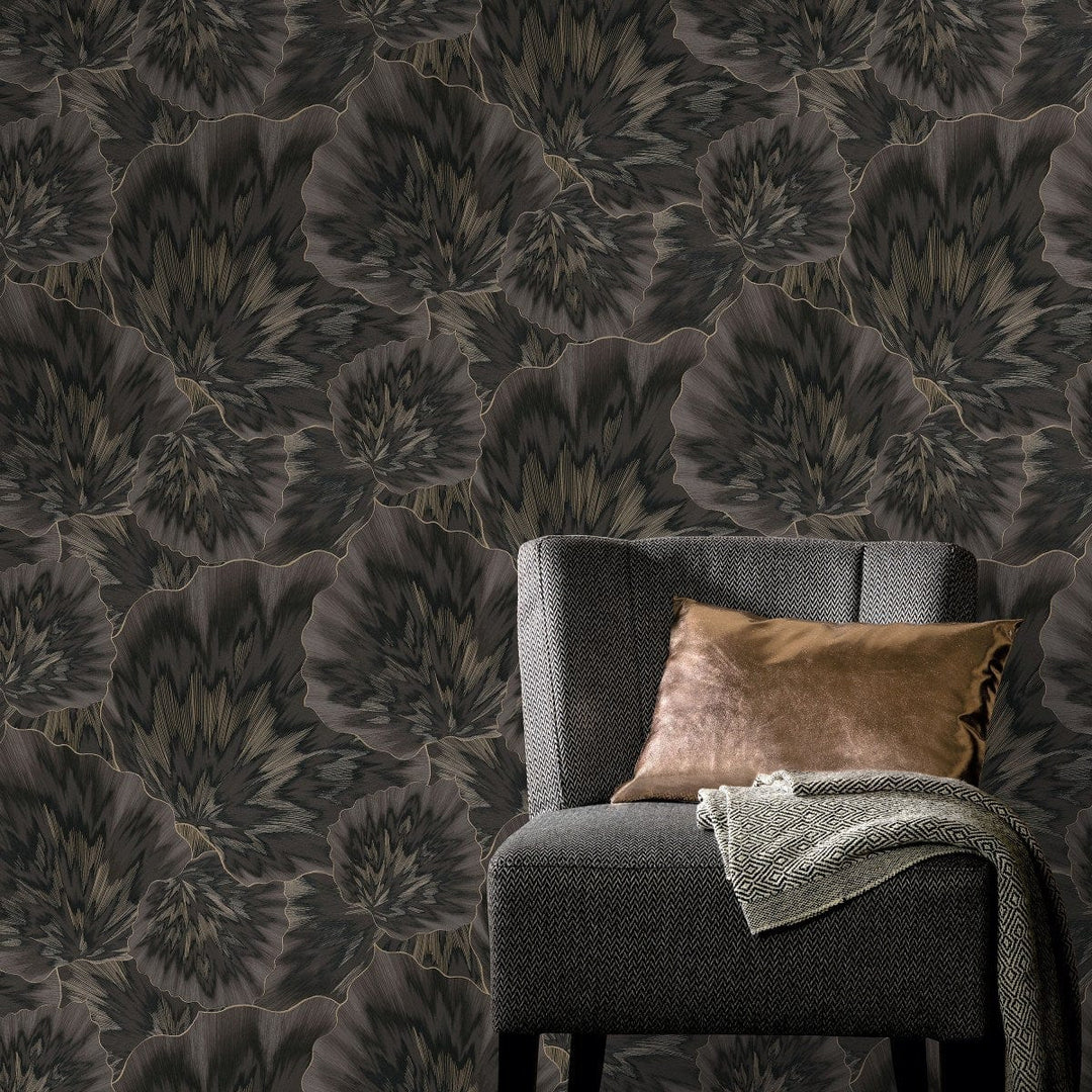 Tapetes ar lapām tumši brūnā ar metālisku efektu Erismann