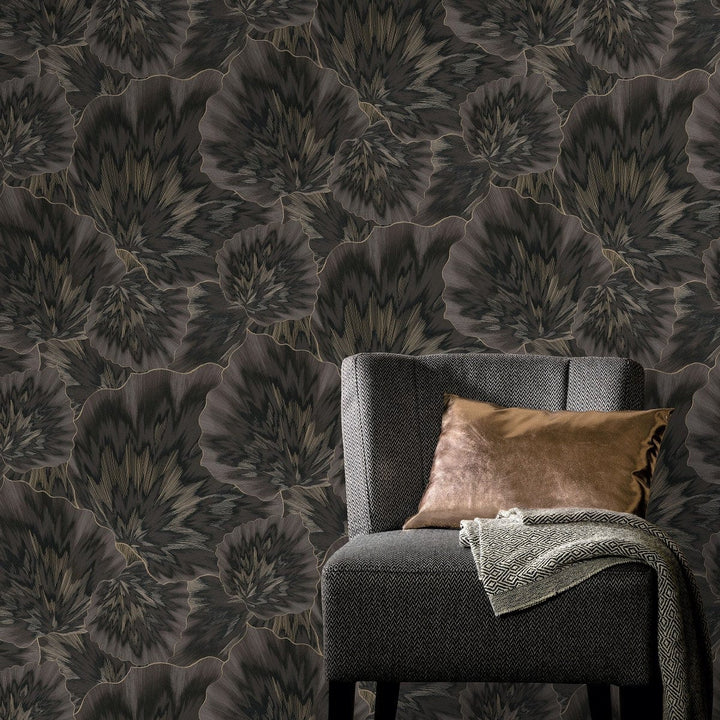 Tapetes ar lapām tumši brūnā ar metālisku efektu Erismann