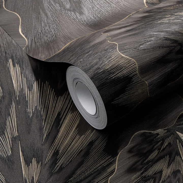 Tapetes ar lapām tumši brūnā ar metālisku efektu Erismann