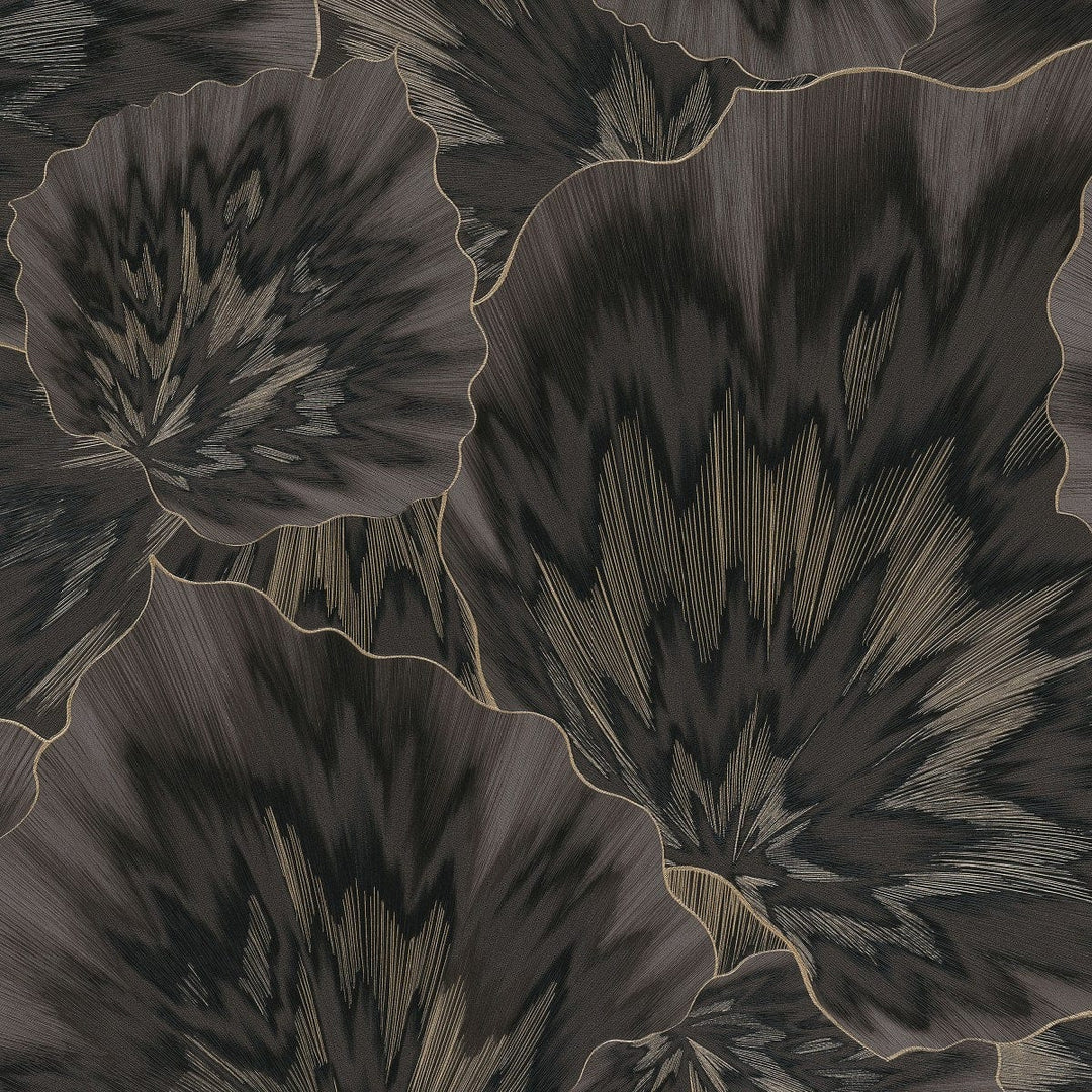 Tapetes ar lapām tumši brūnā ar metālisku efektu Erismann