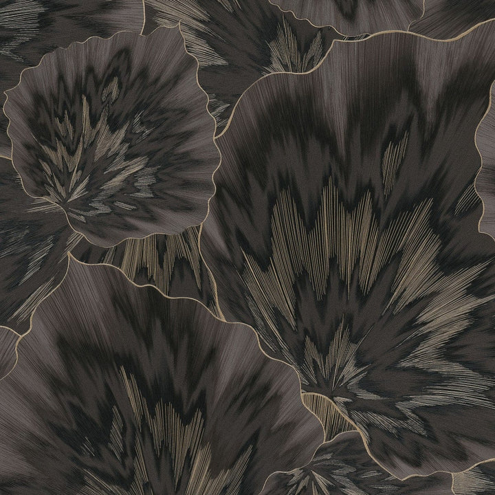 Tapetes ar lapām tumši brūnā ar metālisku efektu Erismann