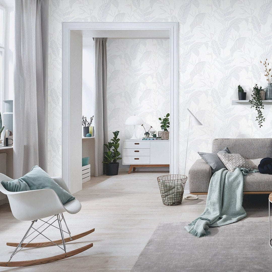 Tapetes ar lielām lapām baltā krāsā - 1033201, Erismann (Vācija) Erismann