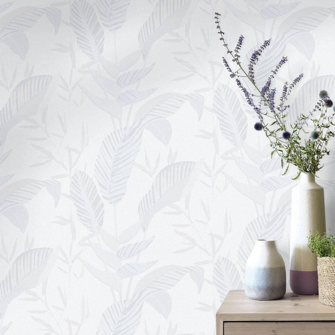 Tapetes ar lielām lapām baltā krāsā - 1033201, Erismann (Vācija) Erismann