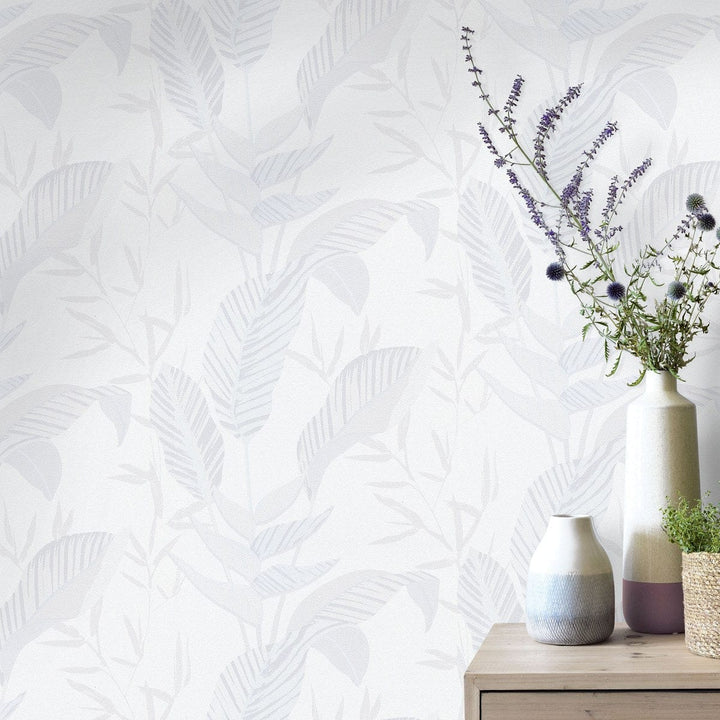 Tapetes ar lielām lapām baltā krāsā - 1033201, Erismann (Vācija) Erismann