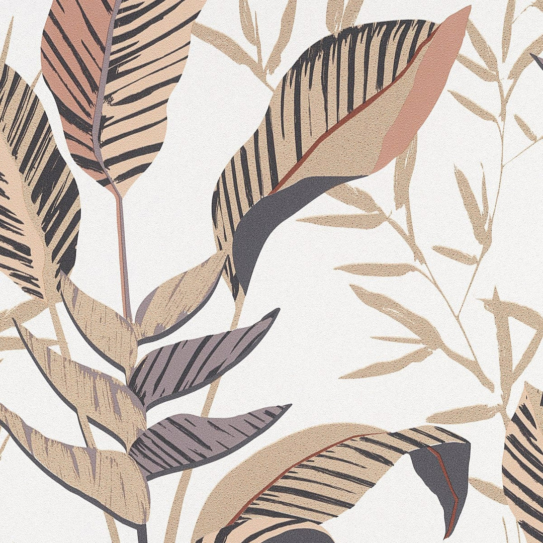 Tapetes ar lielām lapām (zelta, brūna, balta) - 3741762 Erismann