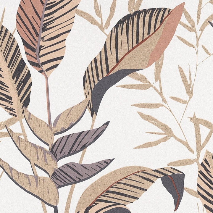 Tapetes ar lielām lapām (zelta, brūna, balta) - 3741762 Erismann