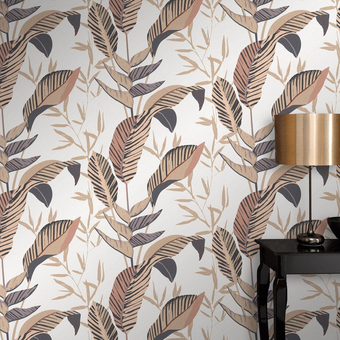 Tapetes ar lielām lapām (zelta, brūna, balta) - 3741762 Erismann