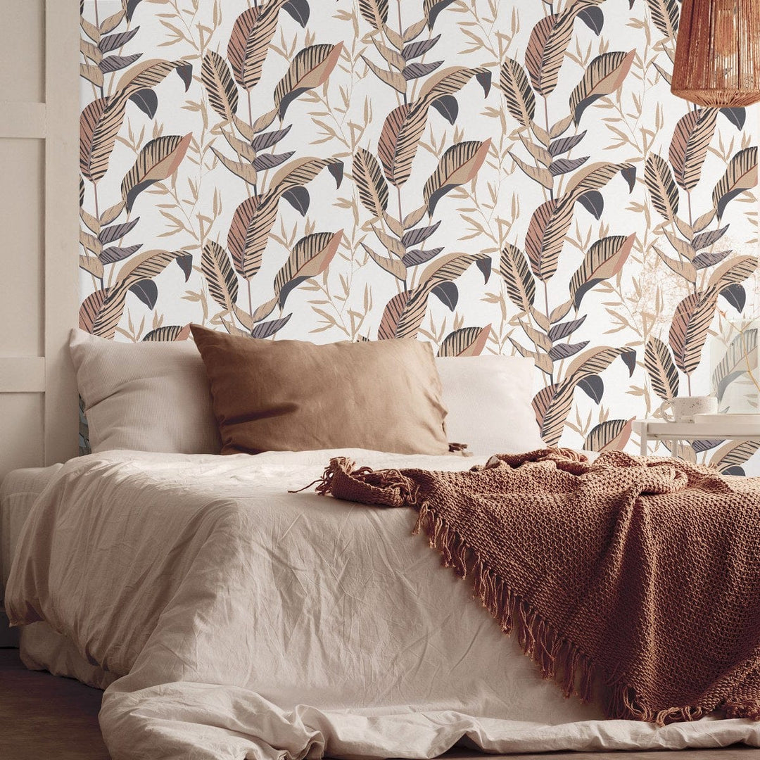 Tapetes ar lielām lapām (zelta, brūna, balta) - 3741762 Erismann