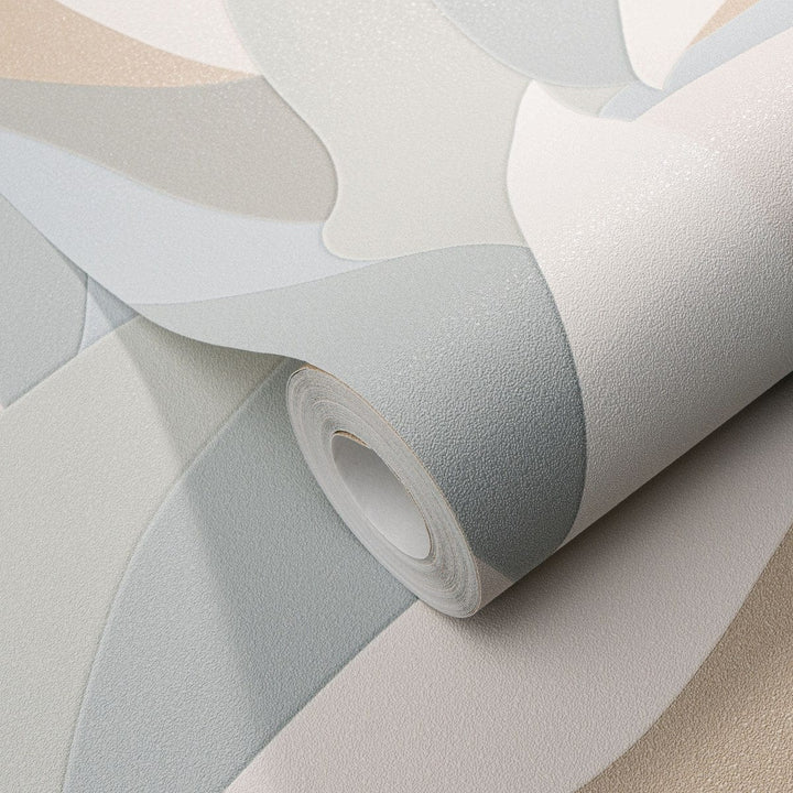 Tapetes ar lielām stilizētām lapām (balta, krēmkrāsa, tirkīza) - 3741623 Erismann