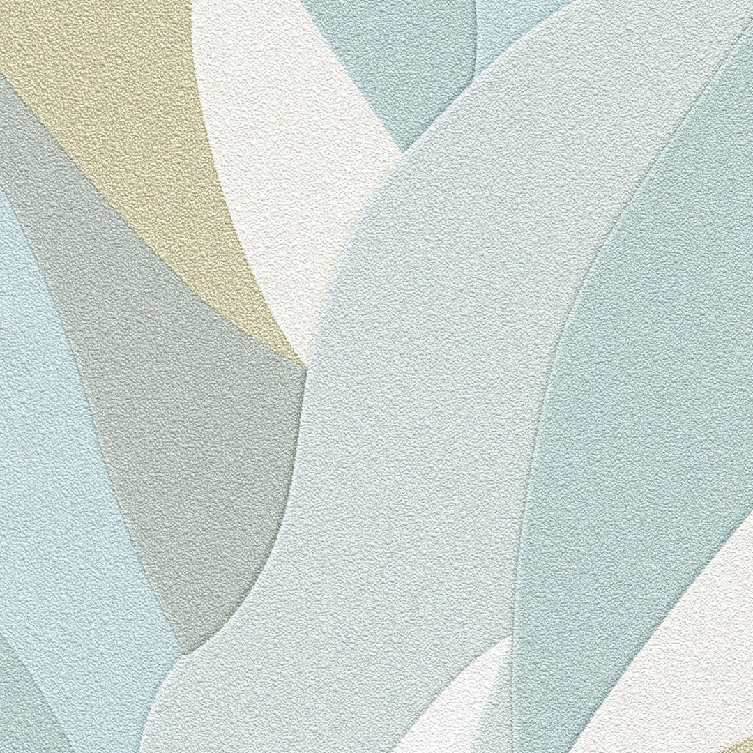 Tapetes ar lielām stilizētām lapām (balta, krēmkrāsa, tirkīza) - 3741623 Erismann