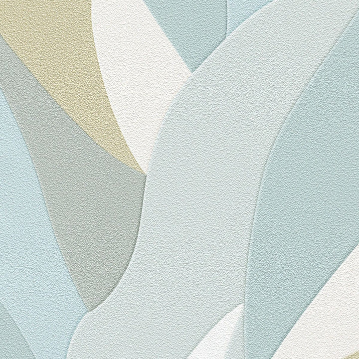 Tapetes ar lielām stilizētām lapām (balta, krēmkrāsa, tirkīza) - 3741623 Erismann