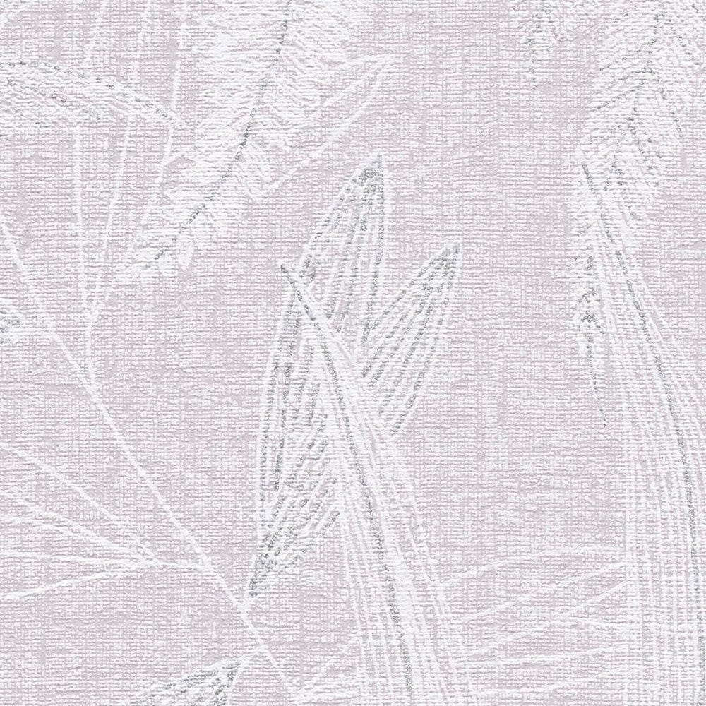 Nopirkt tapetes guļamistabai ar lielu lapu rakstu gaiši violetā krāsā AS Creation