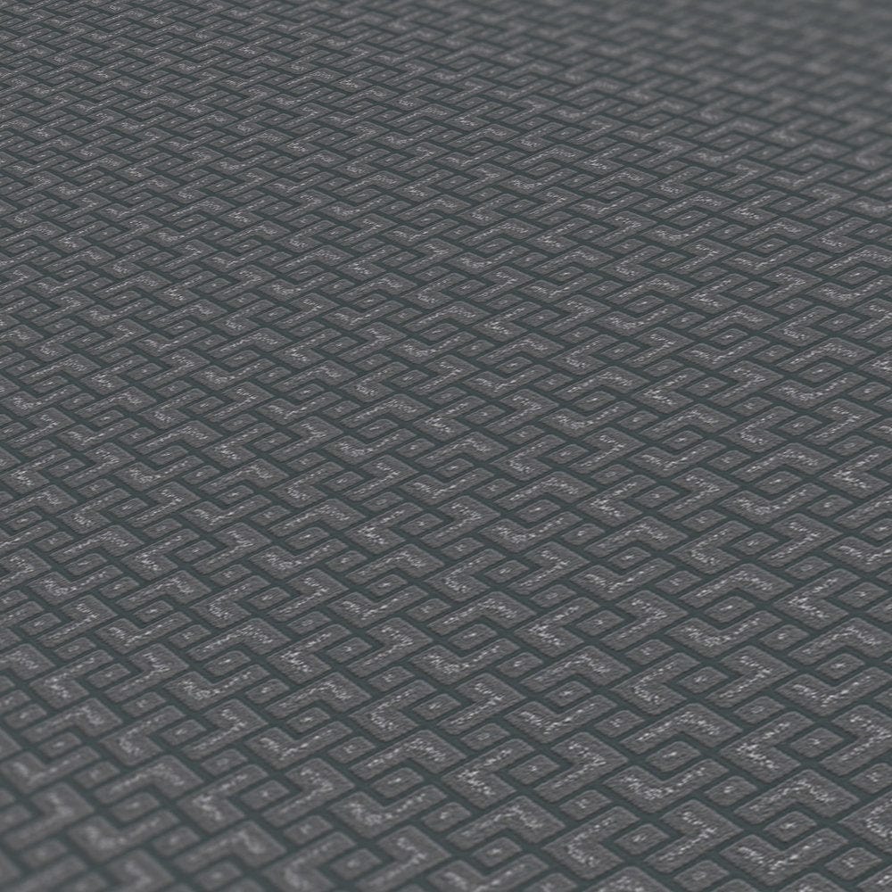 Tapetes ar metāliska akcentu un retro rakstu, melnas AS 377591  Tapetenshop.lv