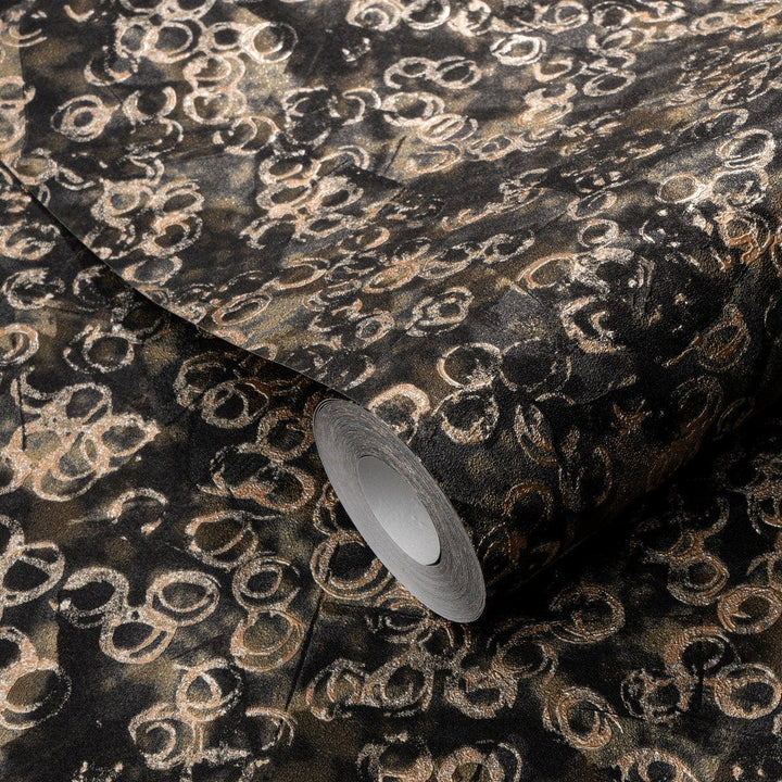 Tapetes ar modernu rakstu zeltā/melnā krāsā - 1033415 Erismann