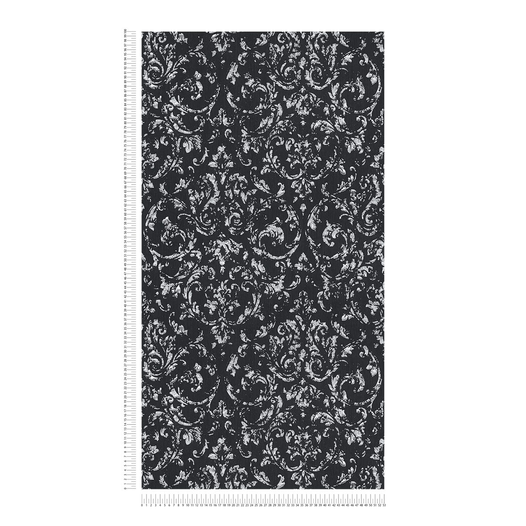Tapetes ar ornamentu ar metālisku efektu, melnā, sudrabā - 306606 AS Creation