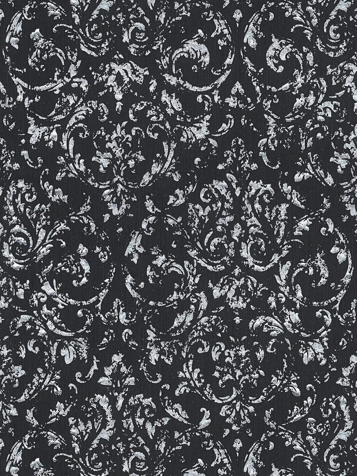 Tapetes ar ornamentu ar metālisku efektu, melnā, sudrabā - 306606 AS Creation