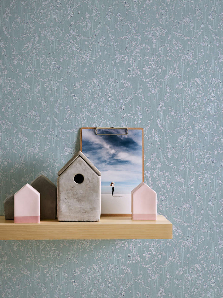 Tapetes ar ornamentu ar metālisku efektu, zilā, zelta  306605 AS Creation