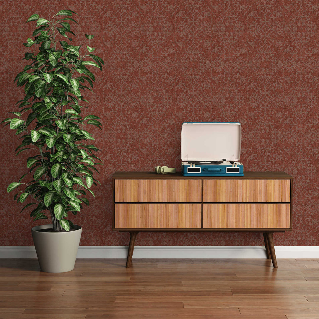 Tapetes ar persiešu paklāja ornamentu sarkanā krāsā - 1360273 AS Creation