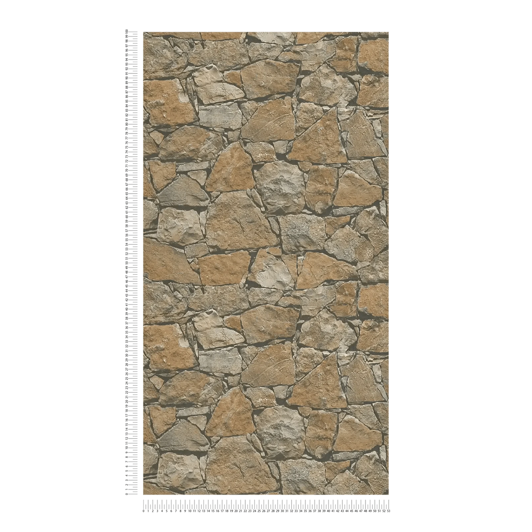 Tapetes ar reālistisku akmens sienas izskatu brūnos toņos - 958631 AS Creation