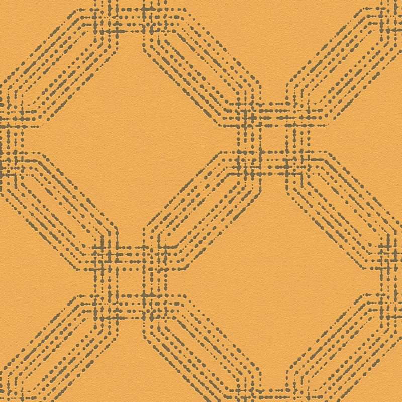 Tapetes ar rombveida rakstu dzeltenā un sudraba krāsā, 374775 AS Creation