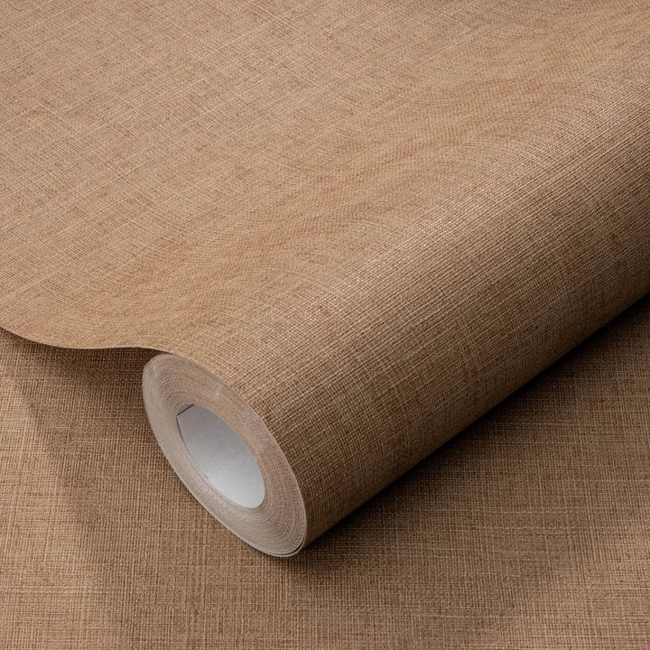 Tapetes ar smalku auduma tekstūru brūna krāsā, matētas - 3724243 Tapetenshop.lv