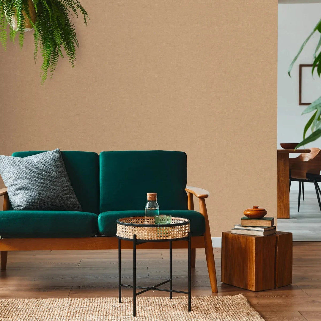 Tapetes ar smalku auduma tekstūru brūna krāsā, matētas - 3724243 Tapetenshop.lv