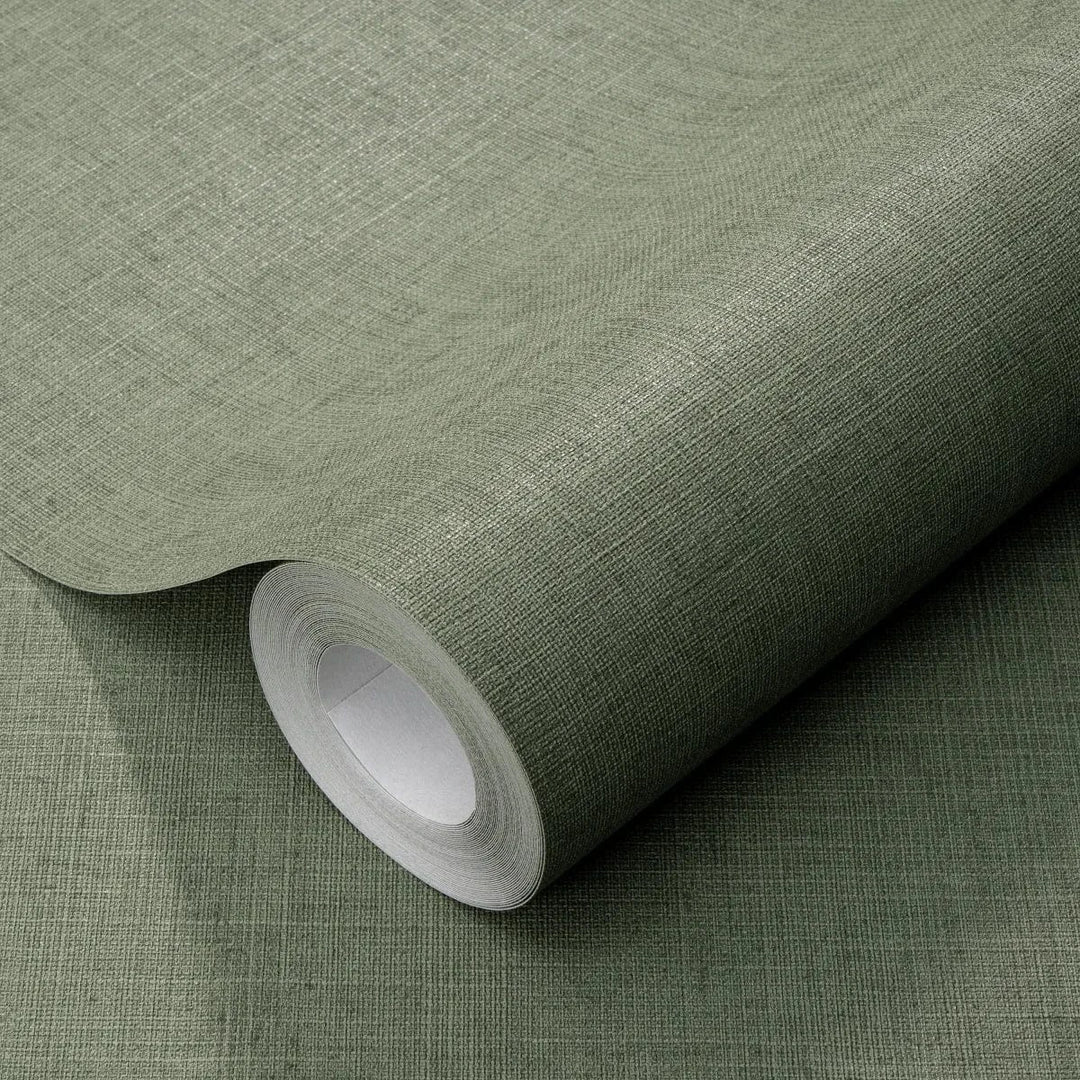 Zaļas matētas tapetes ar auduma tekstūru dabiskai noskaņai   Tapetenshop.lv