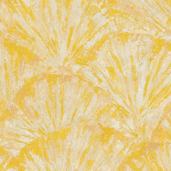Tapetes ar smalku tekstūru, kas atgādina lapas, dzeltenā krāsā, 781984 AS Creation