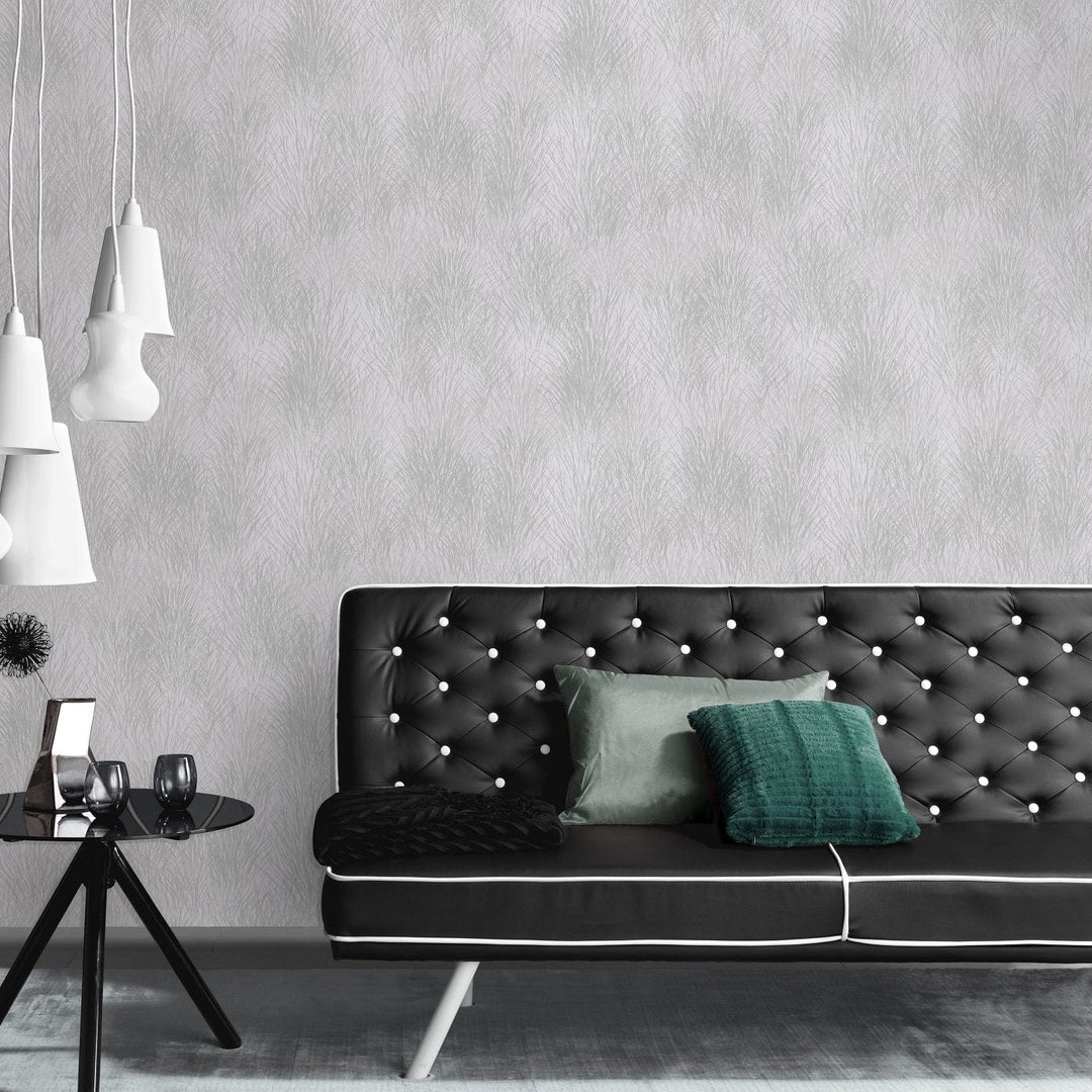 Tapetes ar spīdīgu fonu un matētu dabas rakstu pelēkā krāsā - 3753272 Erismann