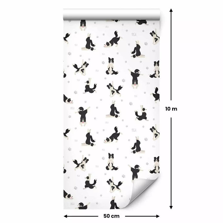 Gaišas tapetes ar suņiem - Smieklīgs Borderkollijs, 126890 (0,5x10m) G ART