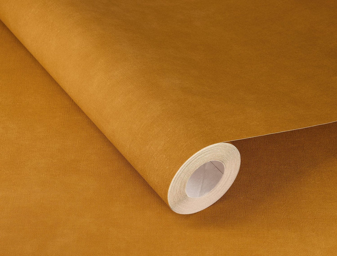 Tapetes ar tekstila tekstūru:  RASCH, dzeltenbrūnas, 330137 RASCH