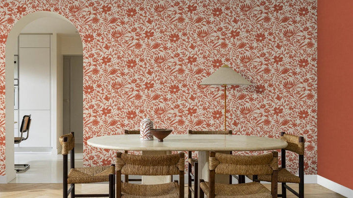 Tapetes ar tekstila tekstūru:  RASCH, sarkanā krāsā, 330113 RASCH