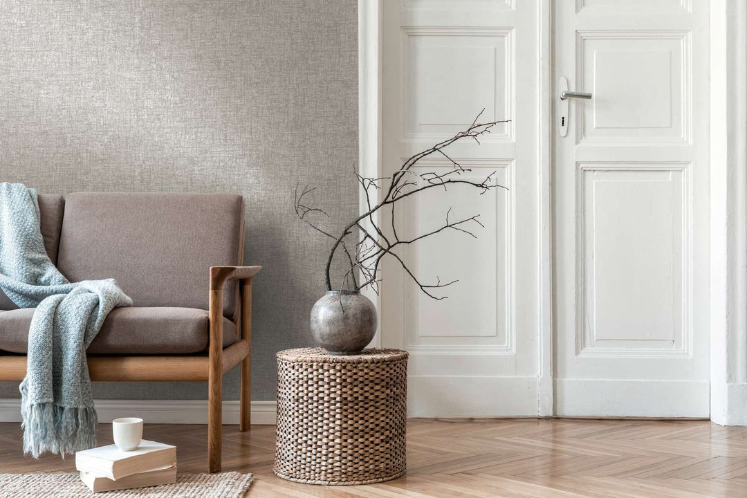 Tapetes ar tekstila izskatu un spīdumu, tumši pelēkas, 395644 AS Creation