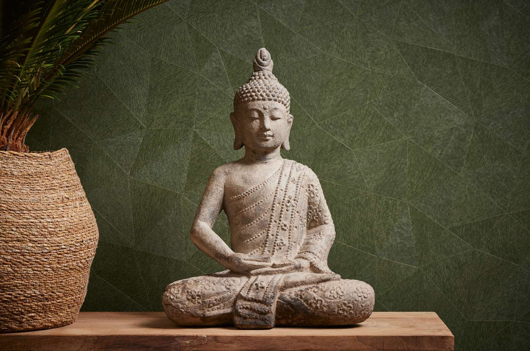 Tapetes ar trīsstūra rakstu tumši zaļā krāsā - 1374177 AS Creation