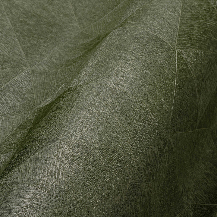 Tapetes ar trīsstūra rakstu tumši zaļā krāsā - 1374177 AS Creation