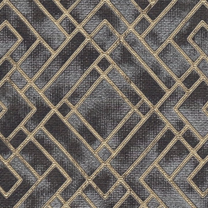 Tapetes Art Deco stilā melnā un zeltā krāsā ar spīduma efektu, 1366271 AS Creation