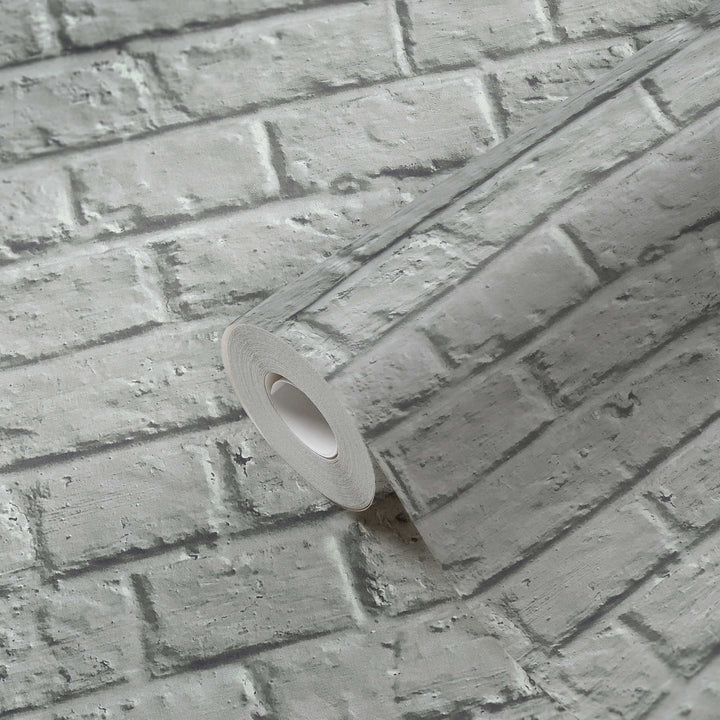 Tapetes ar gludu ķieģeļu izskatu pelēkā krāsā AS 369124 AS Creation