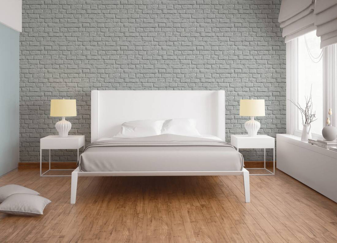 Tapetes ar gludu ķieģeļu izskatu pelēkā krāsā AS 369124 AS Creation