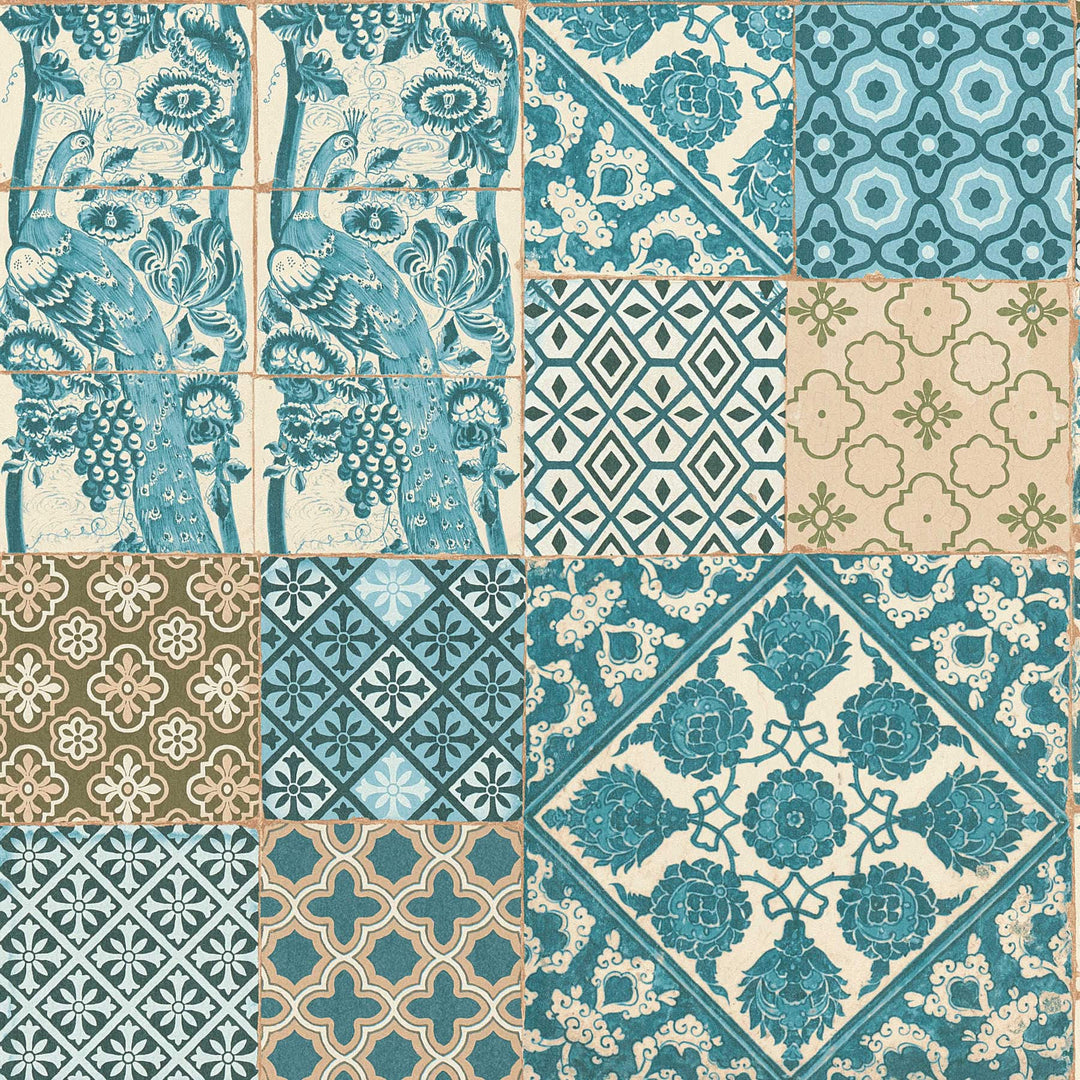 Flīžu un mozaīkas dizaina tapetes - zaļos toņos AS 369233 AS Creation